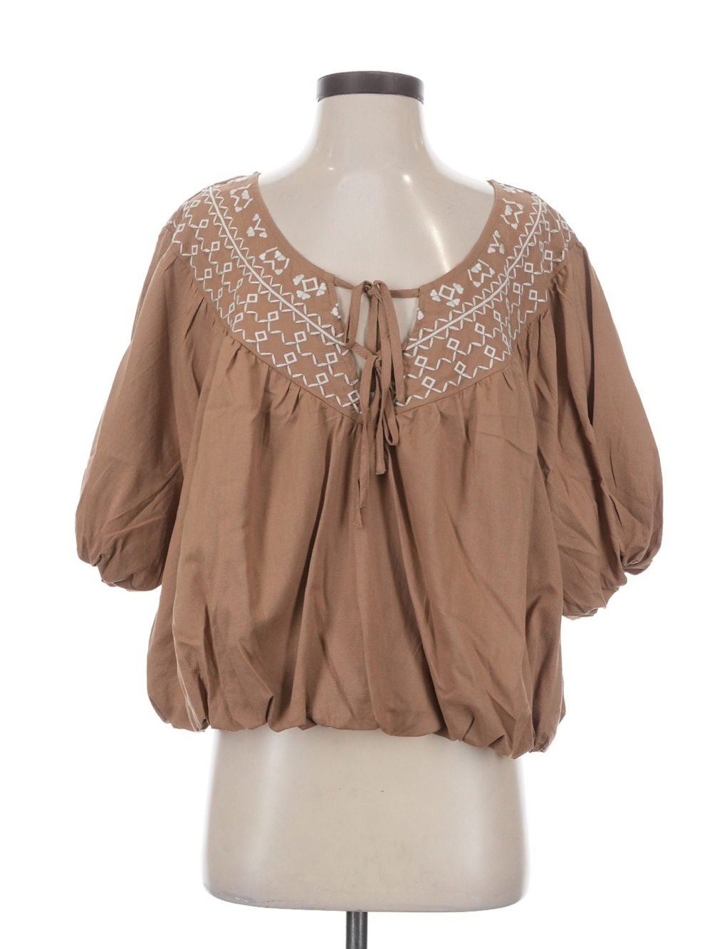 torrid festi  Embroidered Tie-Front Peasant Blouse